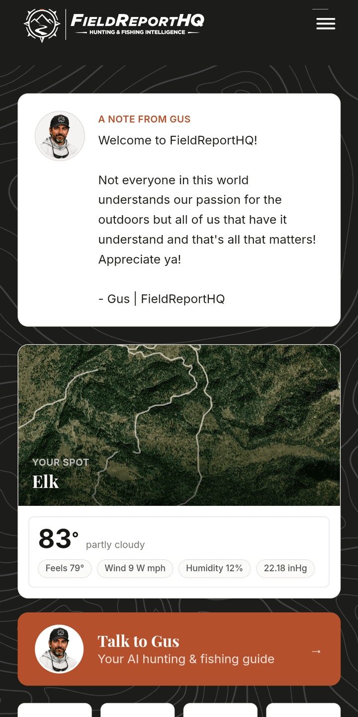 The FieldReportHQ dashboard on a phone